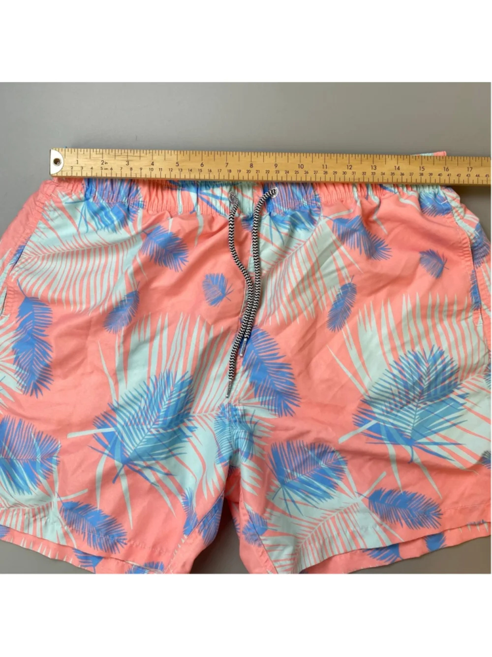 Boardies Swim Trunks Mens XL Pink Blue Palm Coastal Beach California Preppy
